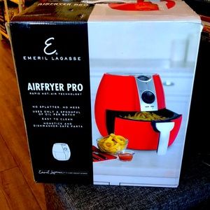 Brand new bright red Emeril Lagasse Airfryer Pro. Never been used.